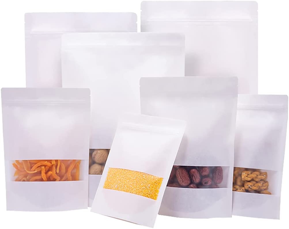 500g Self Standing White Kraft pouches The Pouch Shop